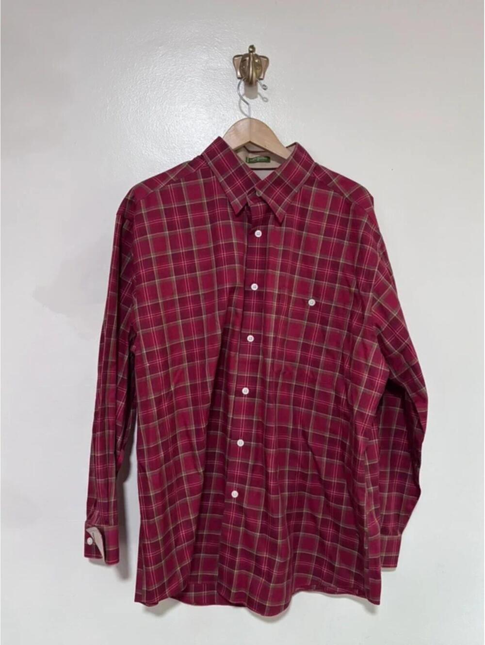 Orvis Red 100% Cotton Plaid Shirt XL